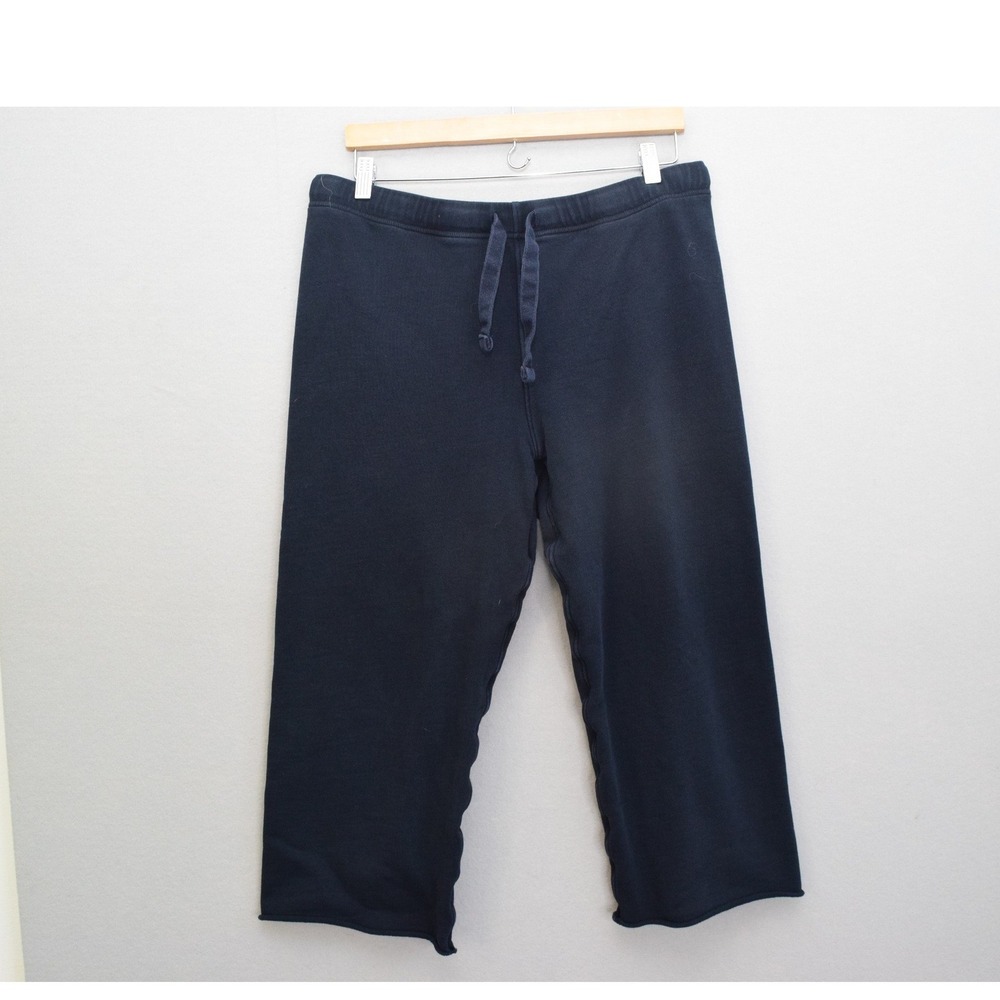 Frank & Eileen Catherine Sweatpants XL X 24" Navy Blue Wide Leg Cropped Cotton